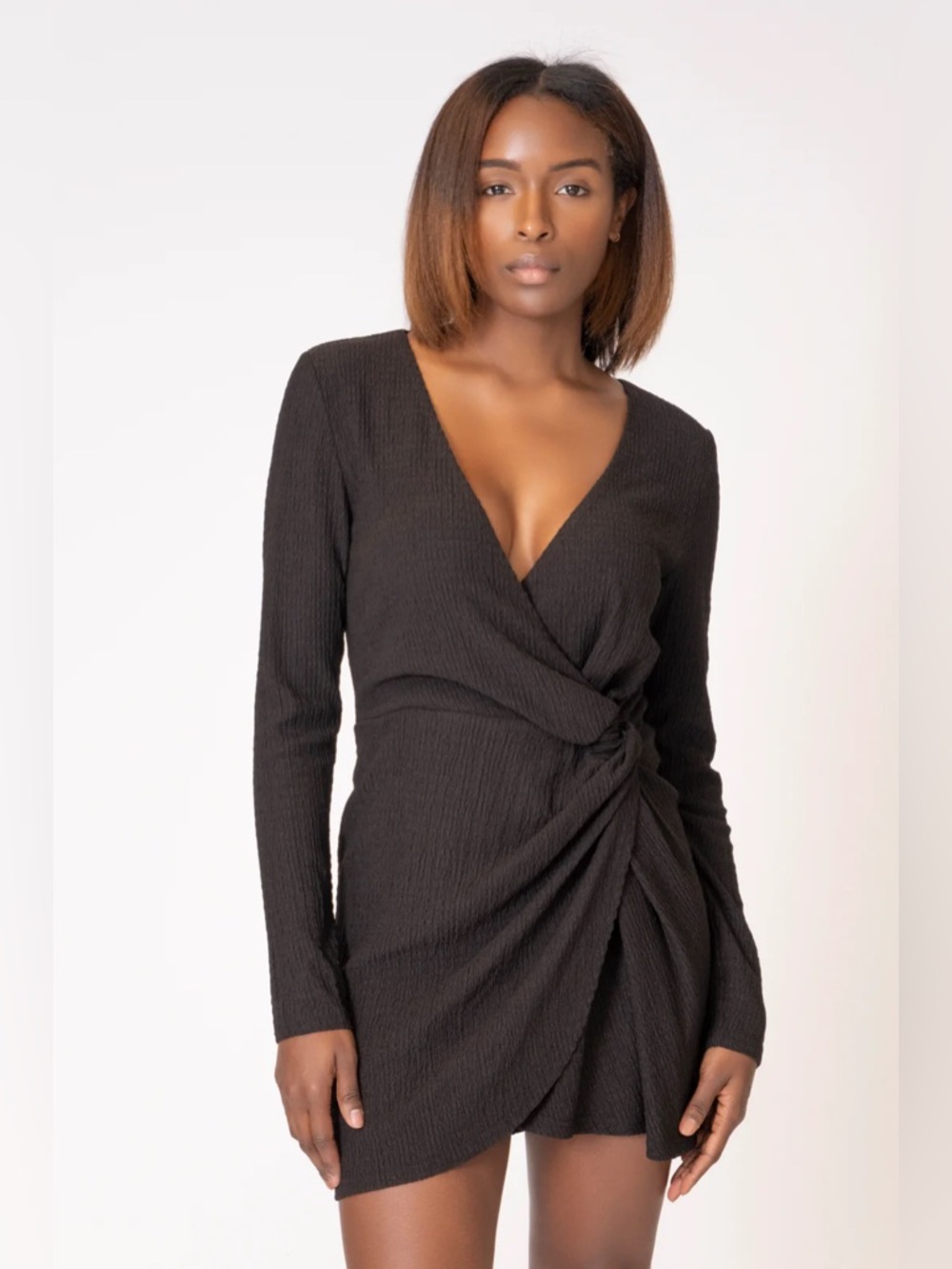 Area Stars • NWOT $130 Faux Black Wrap Dress PTP 18”-22”